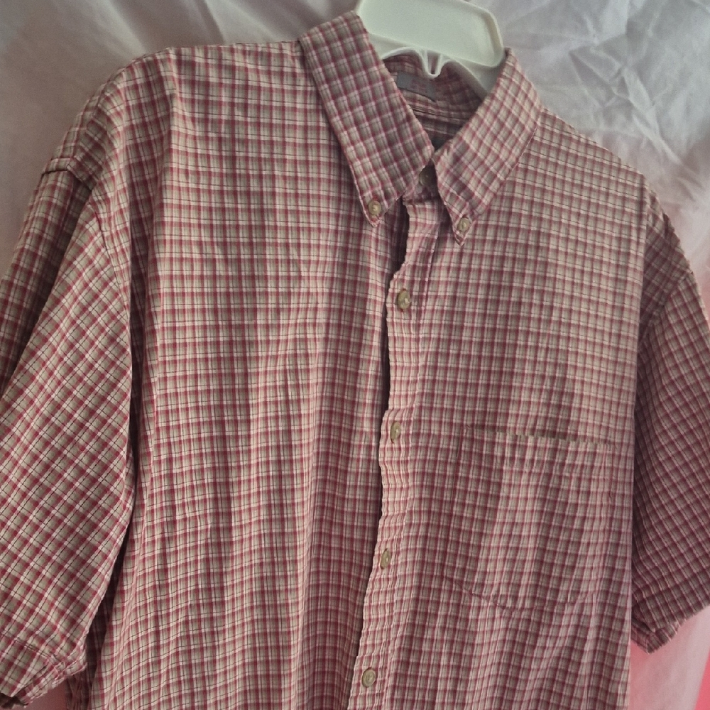 Classic Pink Checkered Men's Button Down Shirt